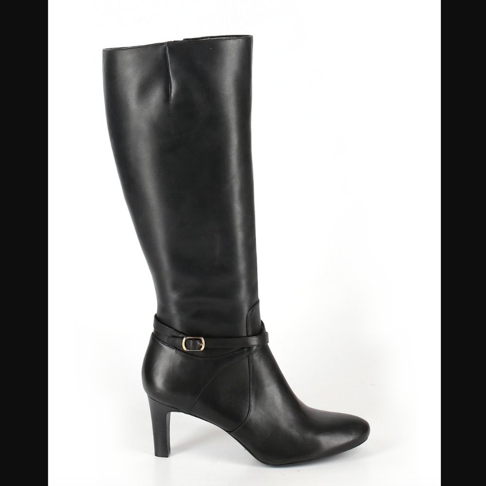 Ralph Lauren Knee High Heeled Leather Boots 10B